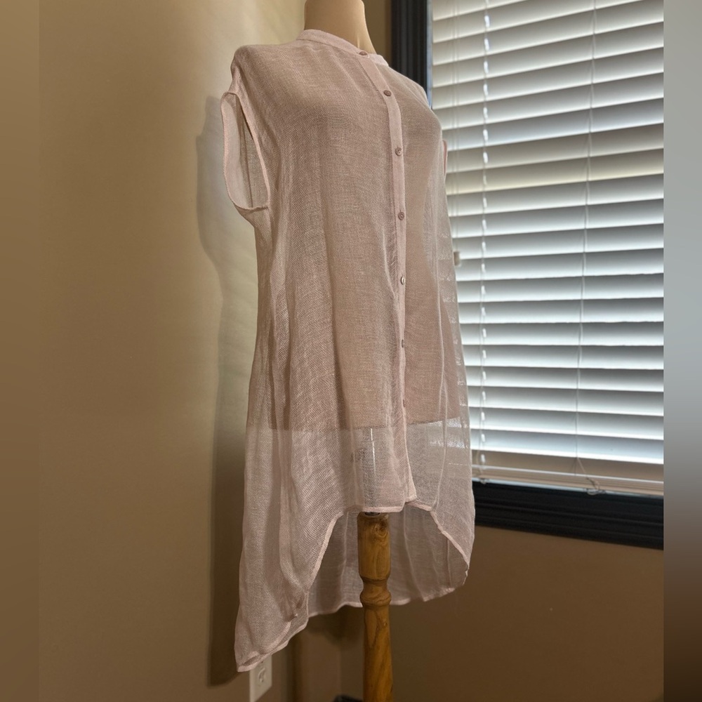 Eileen Fisher Elegant Sheer Pink Sleeveless Top